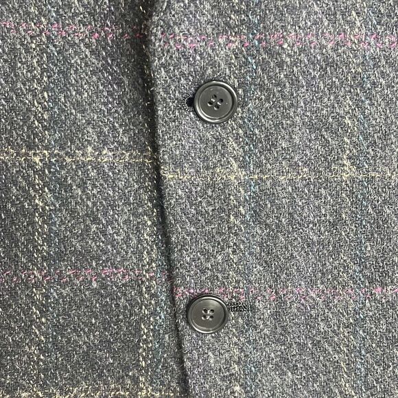 Pierre Cardin 42R Vintage 100% Wool Blazer Jacket Gray Windowpane Two Button - Picture 5 of 14